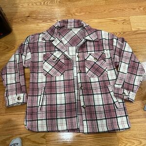 Pink plaid shacket from boutique